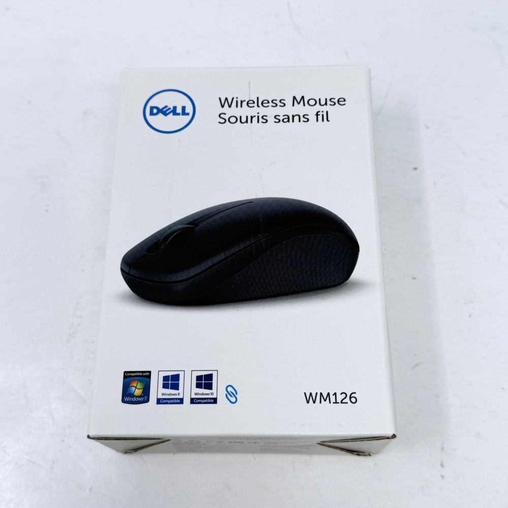 Dell WM126 Wireless Optical Mouse Black 2.4GHz USB Receiver NNP0G Laptop PC CIB